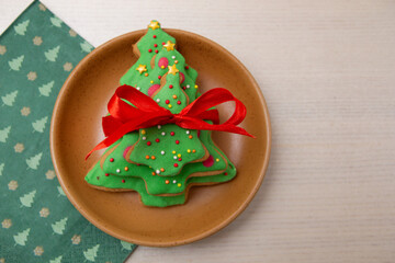 christmas gingerbread cookies on table