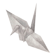 Origami paper cranes. Watercolor illustration.