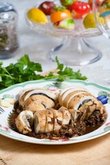 Stuffed cuttlefish with ink sauce
