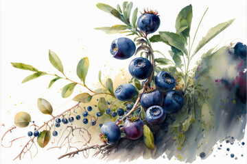 Blueberry in watercolor - generated by Generative AI