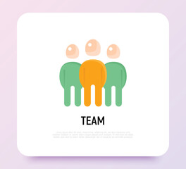 Team flat icon. Group of people with leader. Modern vector illustration.