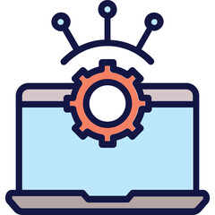 Cogwheel, laptop Vector Icon

