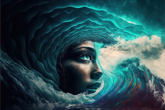 psychic waves experimentation, psychedelia, and bold mental, emotional, and spiritual Journey illustration generative ai