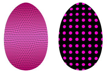 Easter eggs pink patterned in pop art style, transparent