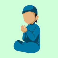 Illustration of a boy praying wearing a blue robe