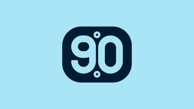 Blue 90s Retro icon isolated on blue background. Nineties poster. 4K Video motion graphic animation