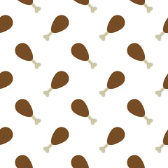 Seamless pattern chicken wing on white background