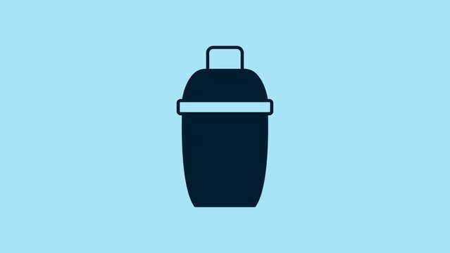 Blue Cocktail shaker icon isolated on blue background. 4K Video motion graphic animation