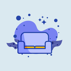 Couch flat illustration. Sofa signs vector illustration.