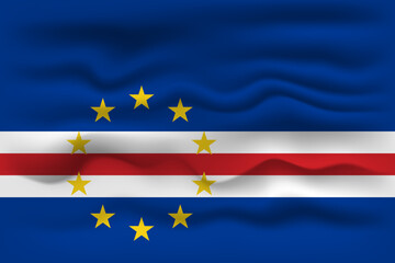 Waving flag of the country Cape Verde. Vector illustration.