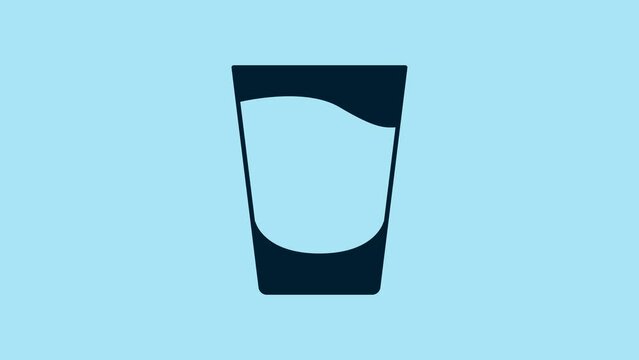Blue Shot glass icon isolated on blue background. 4K Video motion graphic animation