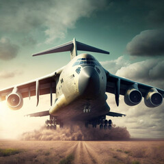 Military transport plane. Generative AI. - obrazy, fototapety, plakaty