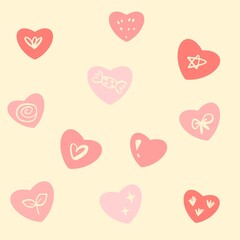 Cute Heart Pattern Cream Background