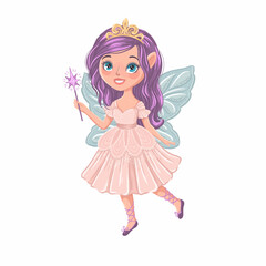 Beautiful fairy princess. Magic character design. Vector hand drawn illustration
