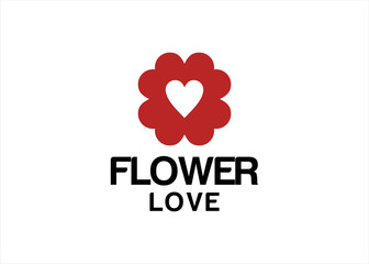 abstract flower logo icon with loves symbol