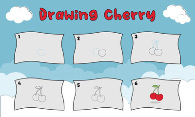Cherry to draw. Drawing book for children.