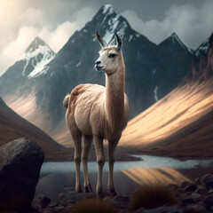 Llama in the mountains. Generative AI.