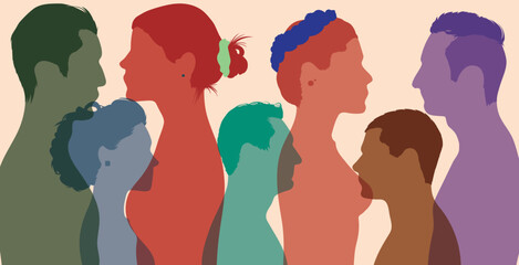 Multicultural and multiracial society. Diversity people. Flat vector illustration