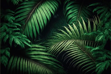 Fototapeta na wymiar Tropical palm leaves, ai generated