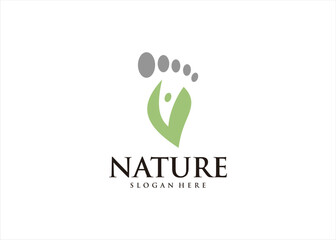 nature foot with abstract leaf concept logo design