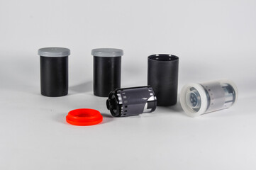 35mm film rolls isolated on white background