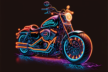ealistic bike in neon colors generated ai - obrazy, fototapety, plakaty