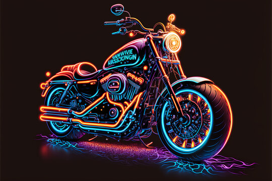ealistic bike in neon colors generated ai