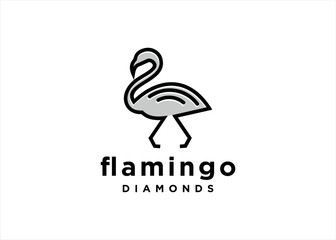 flamingo logo design simple line concept