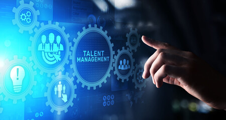 Talent management HR human resources management Team building concept on virtual screen.