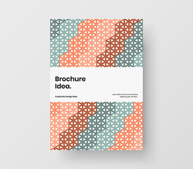 Multicolored geometric pattern journal cover illustration. Bright annual report design vector concept.