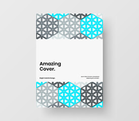 Creative mosaic pattern catalog cover layout. Clean brochure vector design illustration.