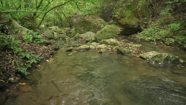 Streaming water in Bechir's Gorge near Soroca, Moldova