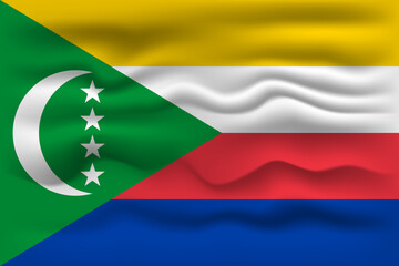Waving flag of the country Comoros. Vector illustration.