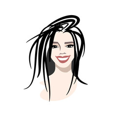 smile. happy woman. emotion laughter. beauty salon logo.