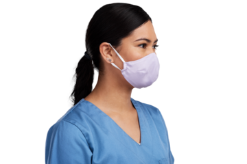 Side shot of a young doctor wearing a surgical face mask Isolated on a PNG background.