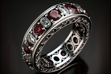 Garnet and Diamond Full Eternity Ring created with generative AI technology