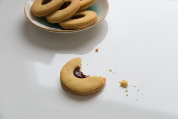 Biten cookie on the plate