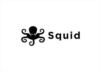 squid octopus animal sea logo vector