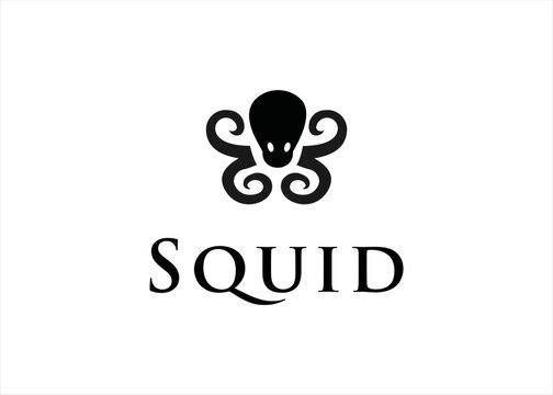 squid octopus animal sea logo vector