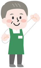 スーパーで働くシニア男性店員