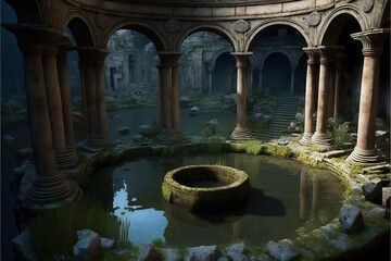  illustration of ancient cistern ruins created by generative AI