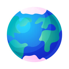 Blue Earth Planet with Land and Ocean Vector Illustration