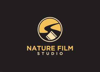 nature film cinema production logo river concept forest