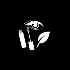Beauty procedure flat icon. Organic mascara icon isolated on black background.