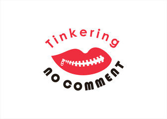 Obraz premium lips logo design no comment symbol