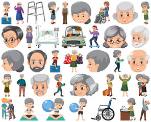 Collection of elderly people icons