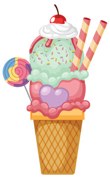 Cotton candy ice cream cone