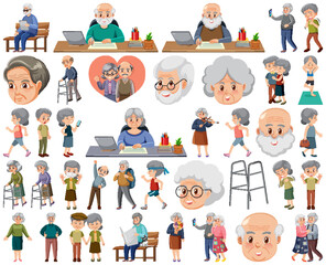Fototapeta na wymiar Collection of elderly people icons