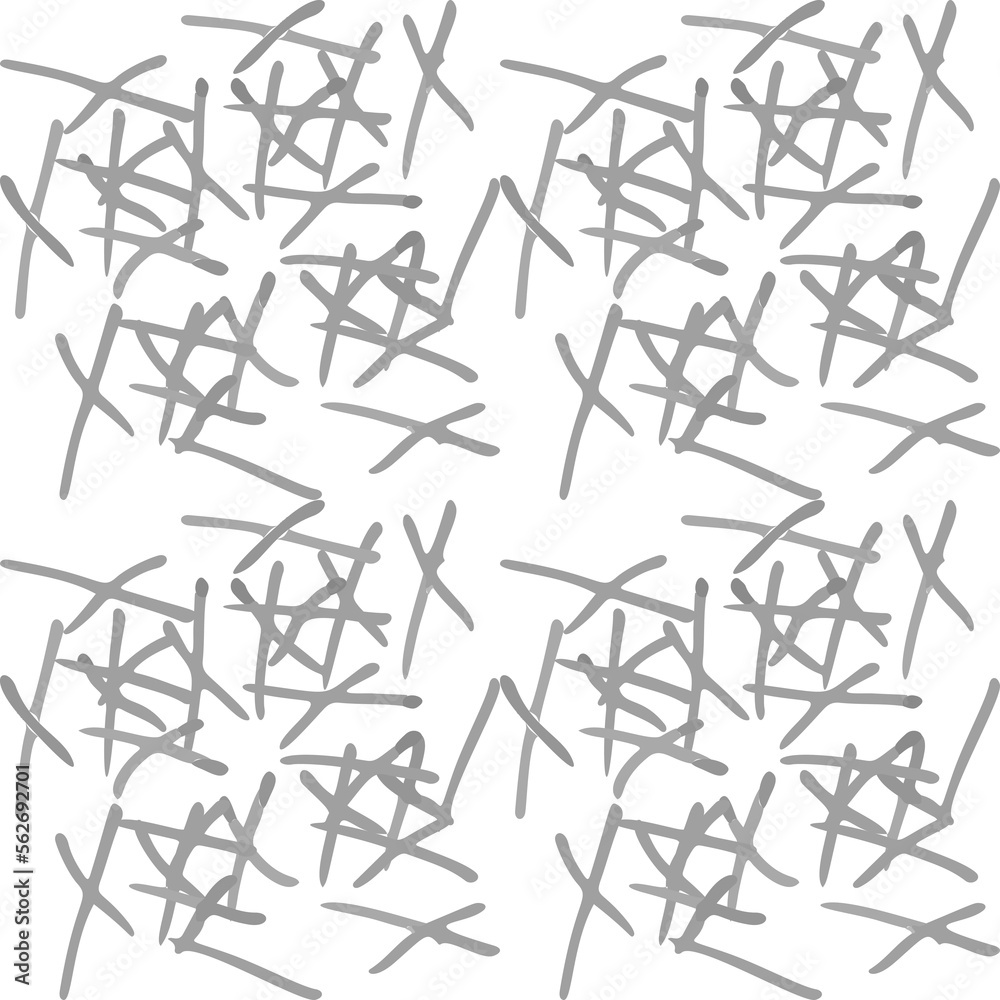 Poster Grayscale monochrome background.Graphite pencil or gray marker simple shapes. Geometric abstract seamless pattern. Minimalistic grid repeat of small elements.