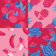 Fruit pattern in magenta color